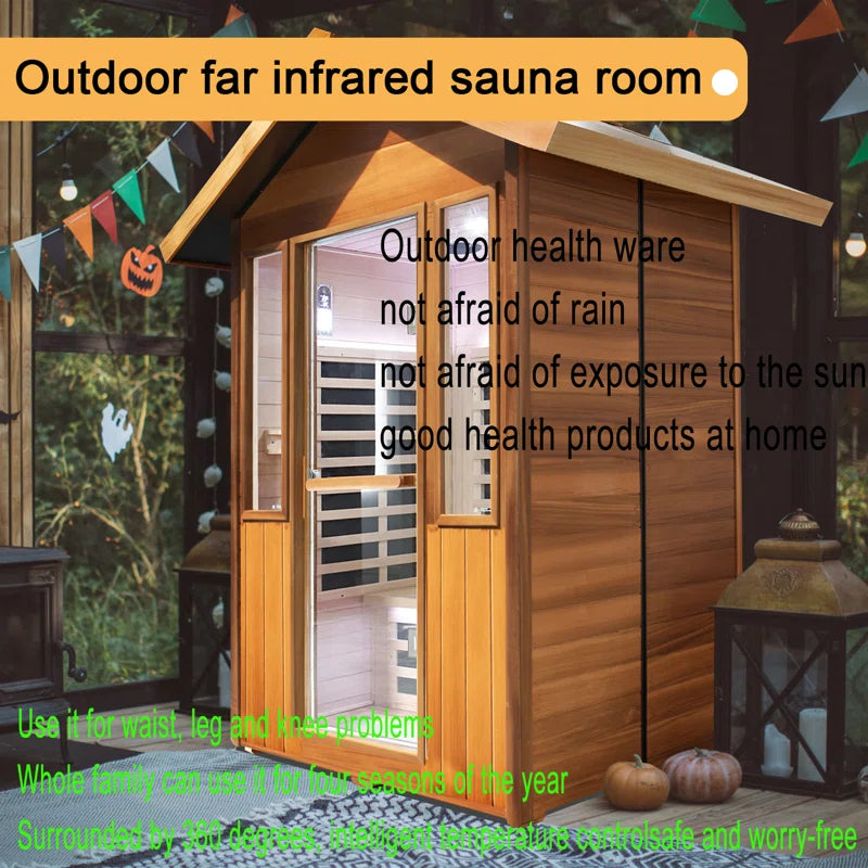 Outdoor Sauna Far Infrared Saunas App Control Red Cedar and Hemlock 1800W Low-Emf for Two Person