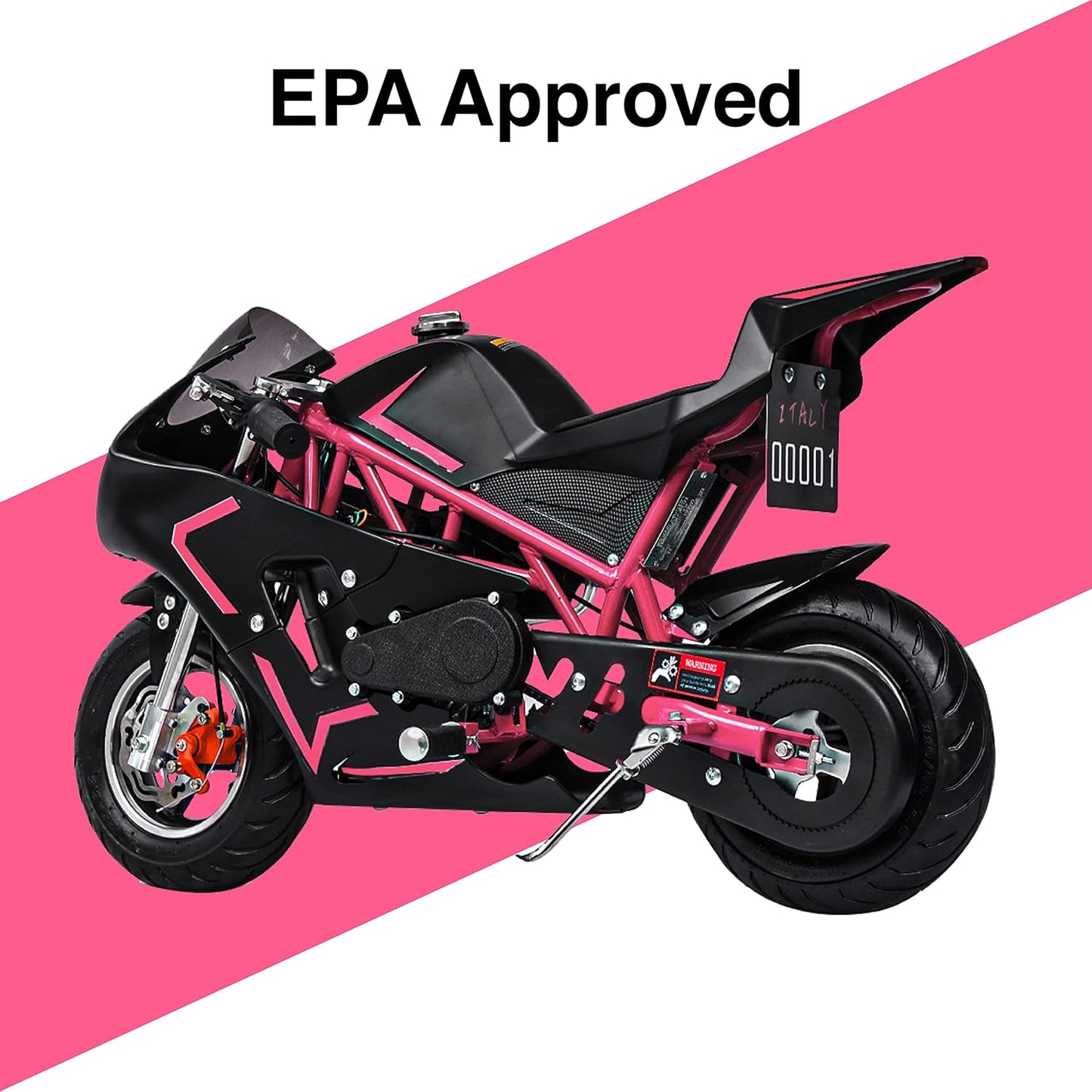 50Cc 2 Stroke Pocket Bike 01, EPA Approved Mini Bike for Kids, Mini Gas Pocket Bike W/Strong Dual Brake, Racing Pocket Rocket Max Speed 20 Mph, Max Weight 165 LB