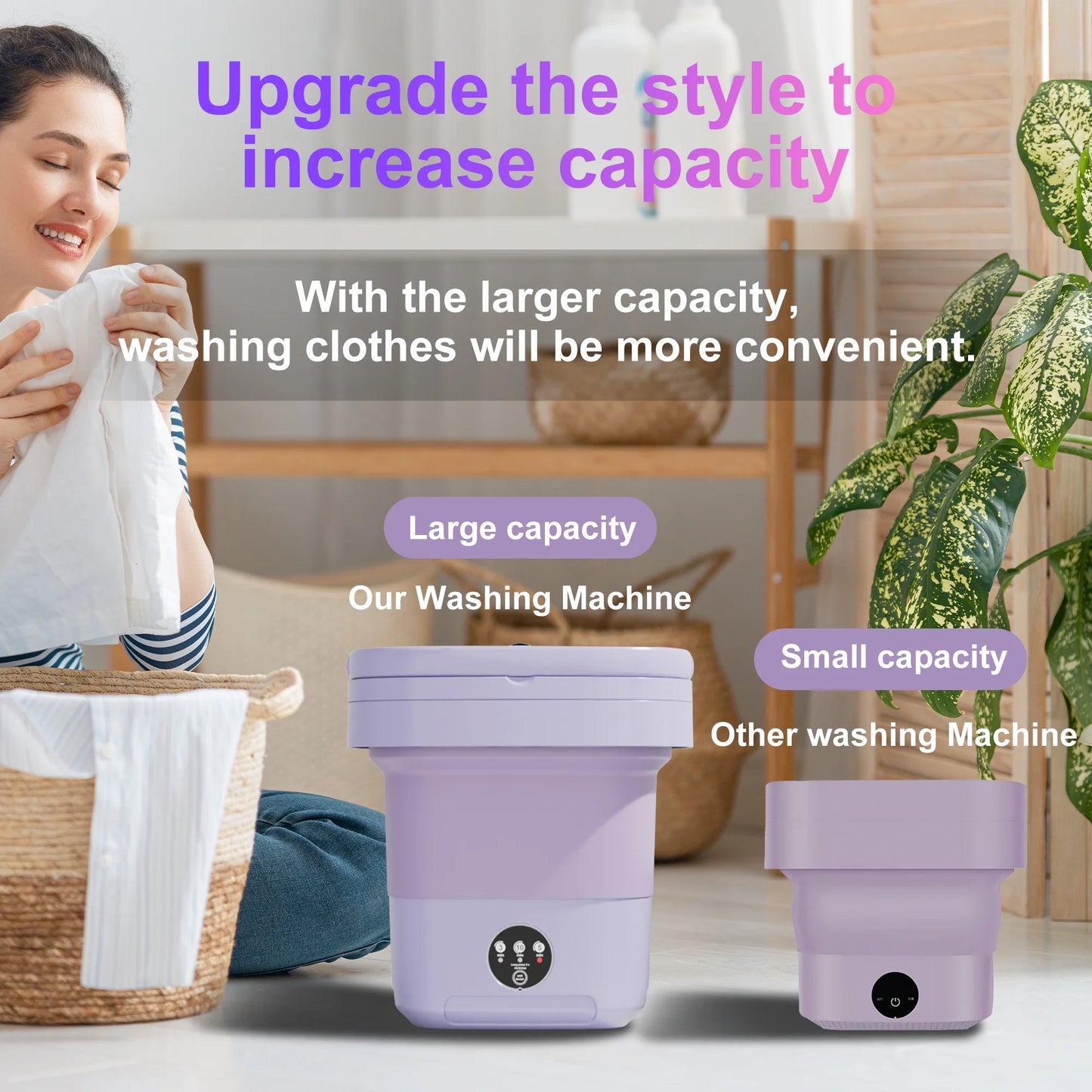 12L Portable Washing Machine, Mini Foldable Washer, Small Washing Machine for Apartment, RV, Travel