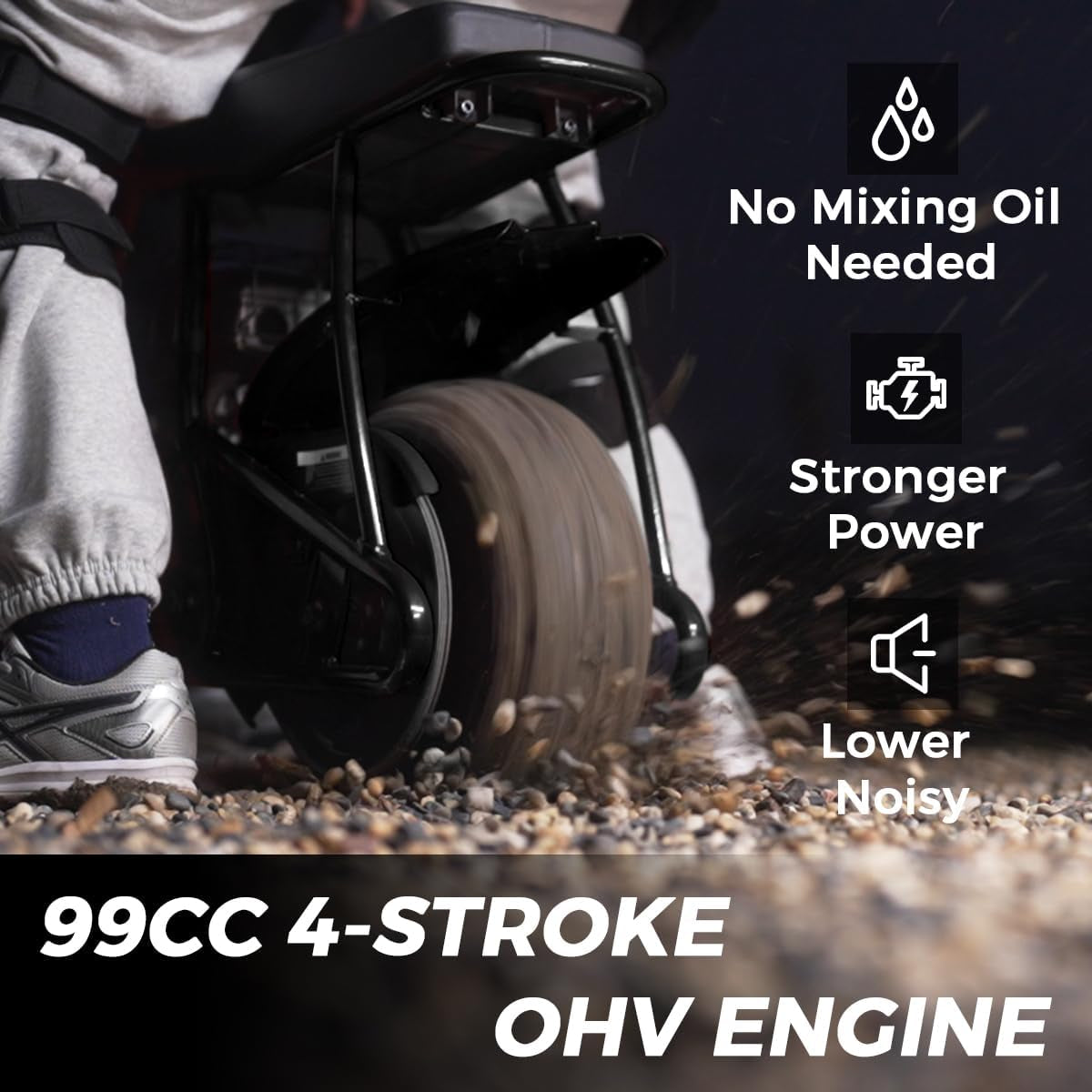 GMB100 Mini Bike, 99CC 4-Stroke Mini Bikes for Adults, Off-Road Motorcycle W/LED Headlight, Goggles, Gloves and Neck Gaiter up to 28 Mph, Weight Support up to 220 Lbs(Black)