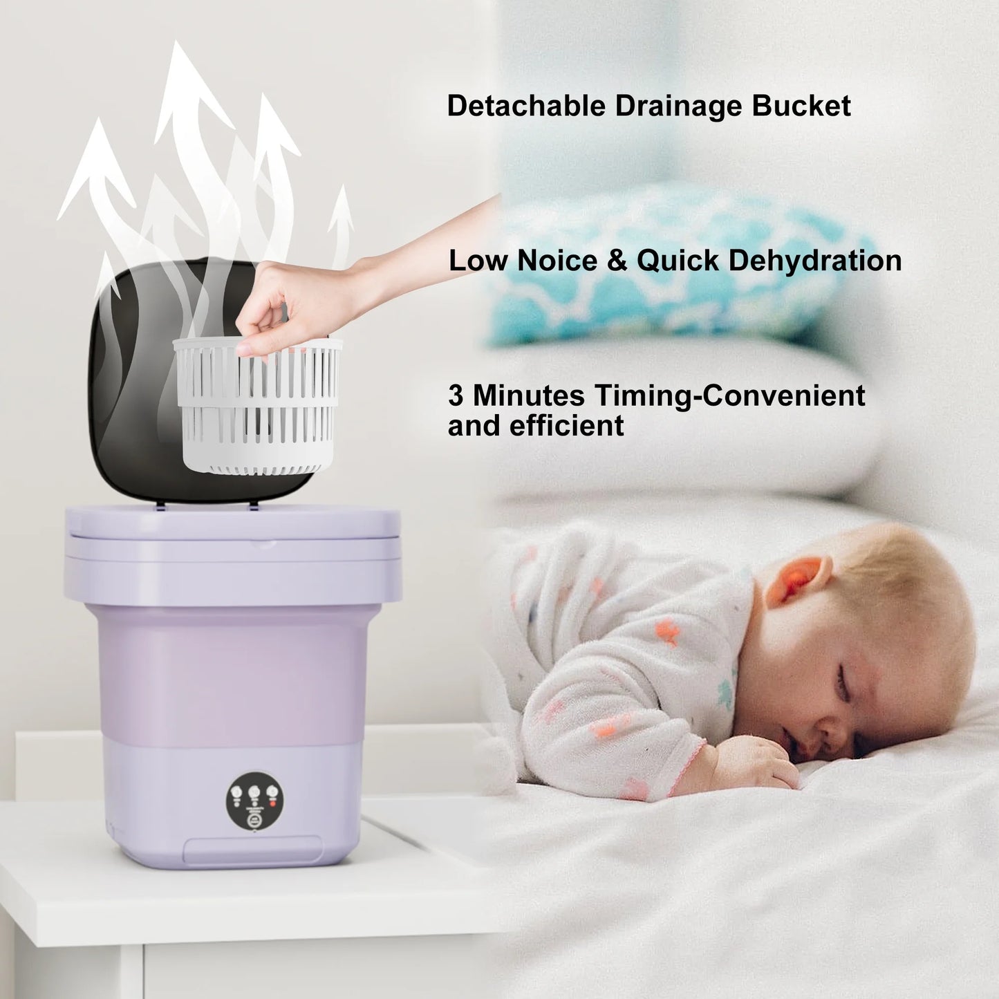 12L Portable Washing Machine, Mini Foldable Washer, Small Washing Machine for Apartment, RV, Travel