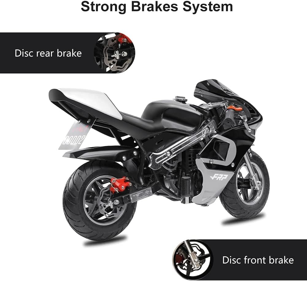 50Cc 2 Stroke Pocket Bike GPB02 - EPA Approved Mini for Kids, Max Weight 165 LB, Streamline Style Gas with Strong Dual Brakes, Racing Rocket Max Speed 20 Mph