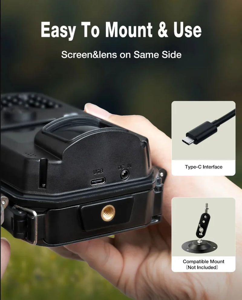 CEYOMUR Trail Camera, 30MP 1080P Hunting Camera with Low Glow IR Leds Night Vision Motion Activated, Video Game Cam with IP66 Waterproof for Wildlife Monitoring