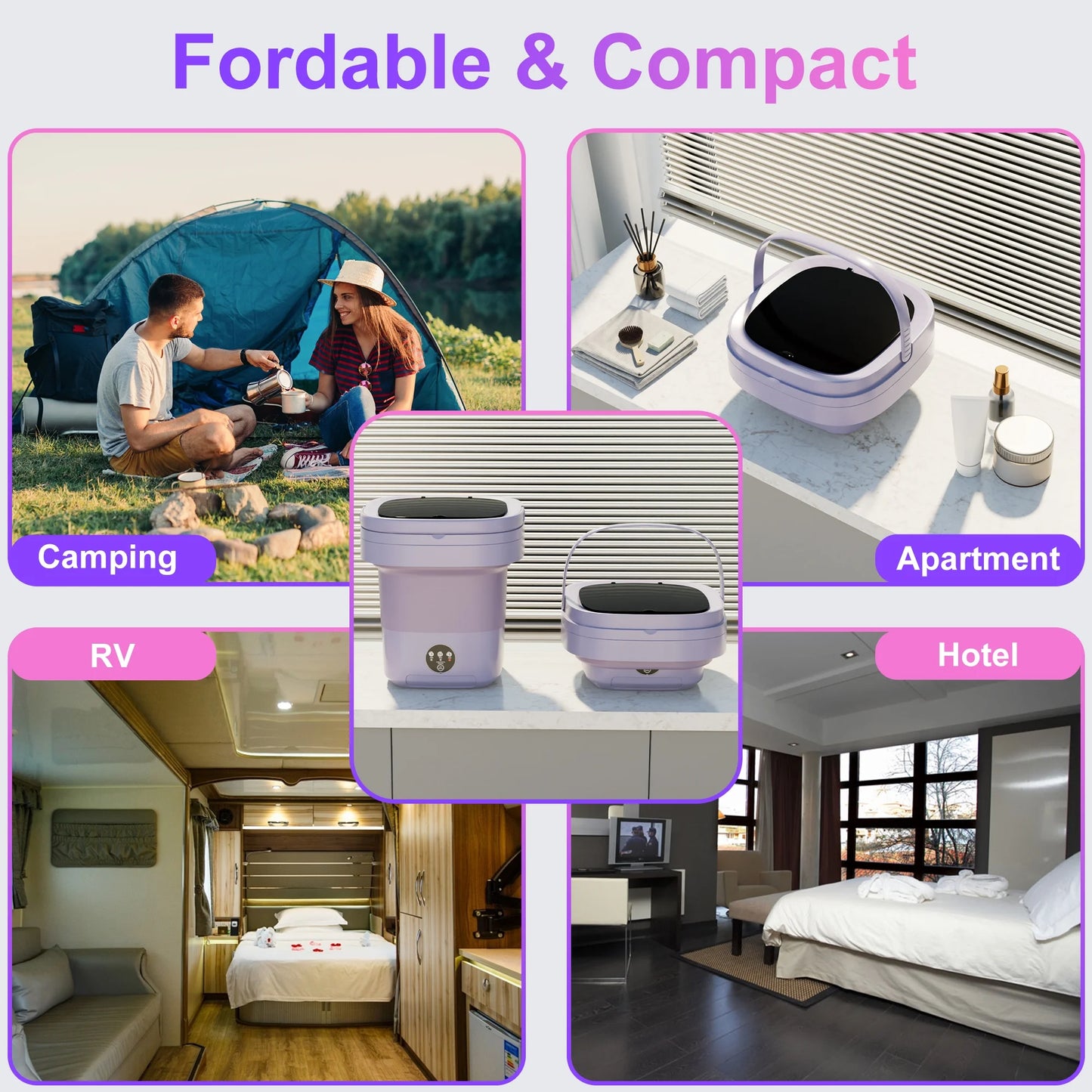 12L Portable Washing Machine, Mini Foldable Washer, Small Washing Machine for Apartment, RV, Travel