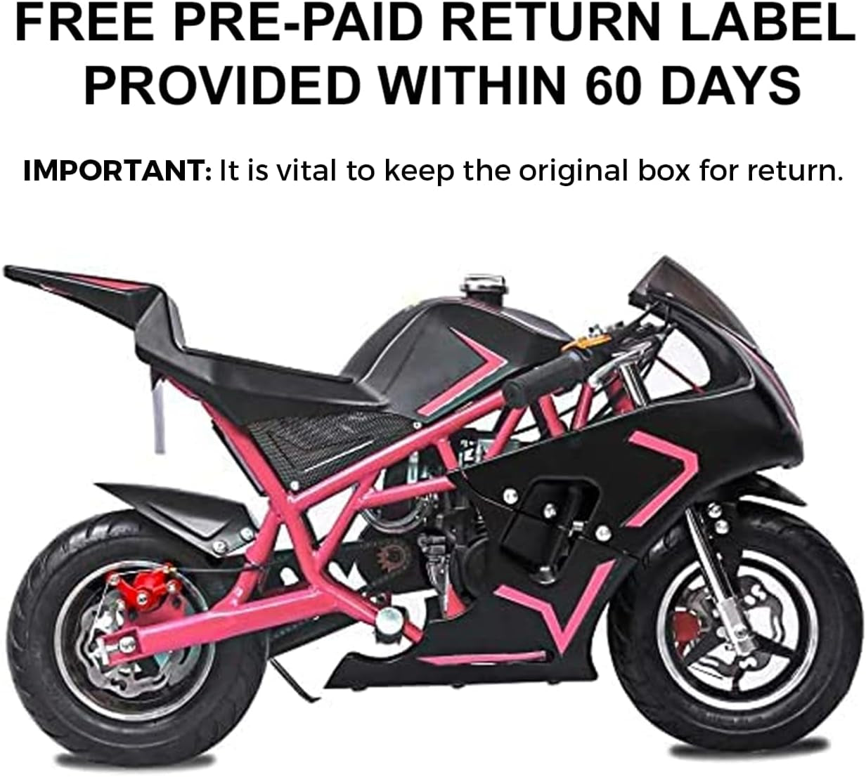 50Cc 2 Stroke Pocket Bike 01, EPA Approved Mini Bike for Kids, Mini Gas Pocket Bike W/Strong Dual Brake, Racing Pocket Rocket Max Speed 20 Mph, Max Weight 165 LB