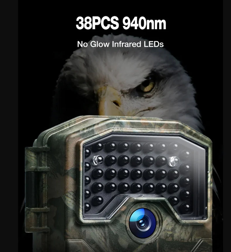 CEYOMUR Trail Camera, 30MP 1080P Hunting Camera with Low Glow IR Leds Night Vision Motion Activated, Video Game Cam with IP66 Waterproof for Wildlife Monitoring