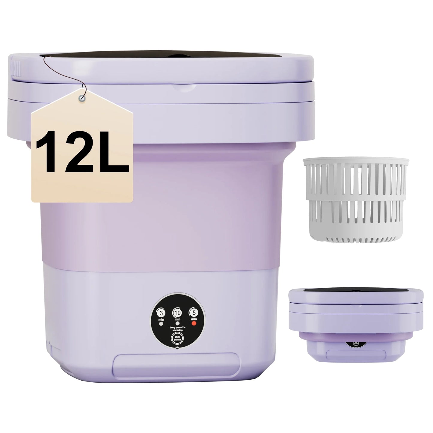 12L Portable Washing Machine, Mini Foldable Washer, Small Washing Machine for Apartment, RV, Travel