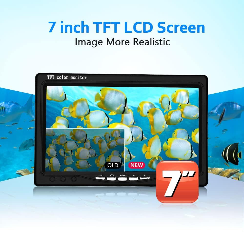 Underwater Fishing Camera with LCD Monitor, HD Portable Fish Finder Camera, Adjustable LED White Lamp Lights Underwater Camera for Lake, Boat, Ice Fishig