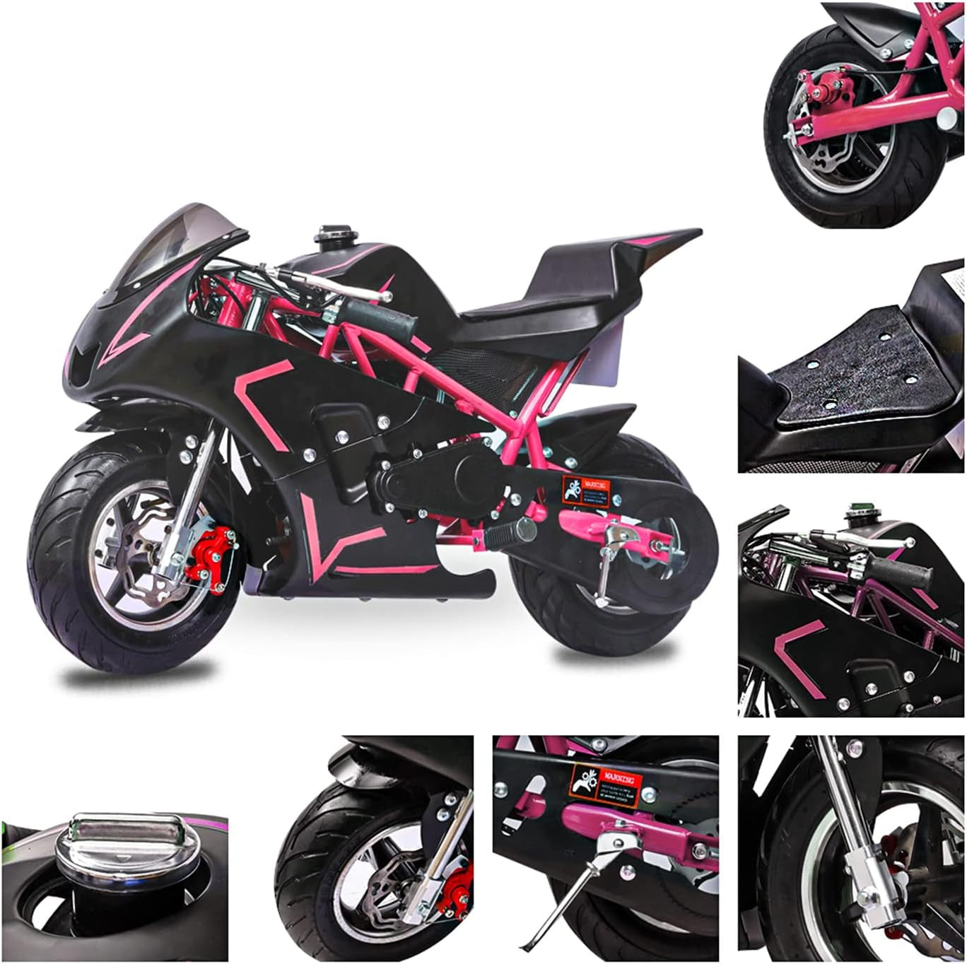 50Cc 2 Stroke Pocket Bike 01, EPA Approved Mini Bike for Kids, Mini Gas Pocket Bike W/Strong Dual Brake, Racing Pocket Rocket Max Speed 20 Mph, Max Weight 165 LB