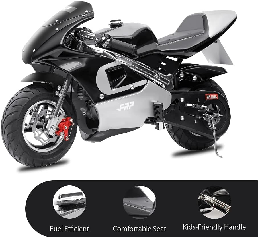 50Cc 2 Stroke Pocket Bike GPB02 - EPA Approved Mini for Kids, Max Weight 165 LB, Streamline Style Gas with Strong Dual Brakes, Racing Rocket Max Speed 20 Mph
