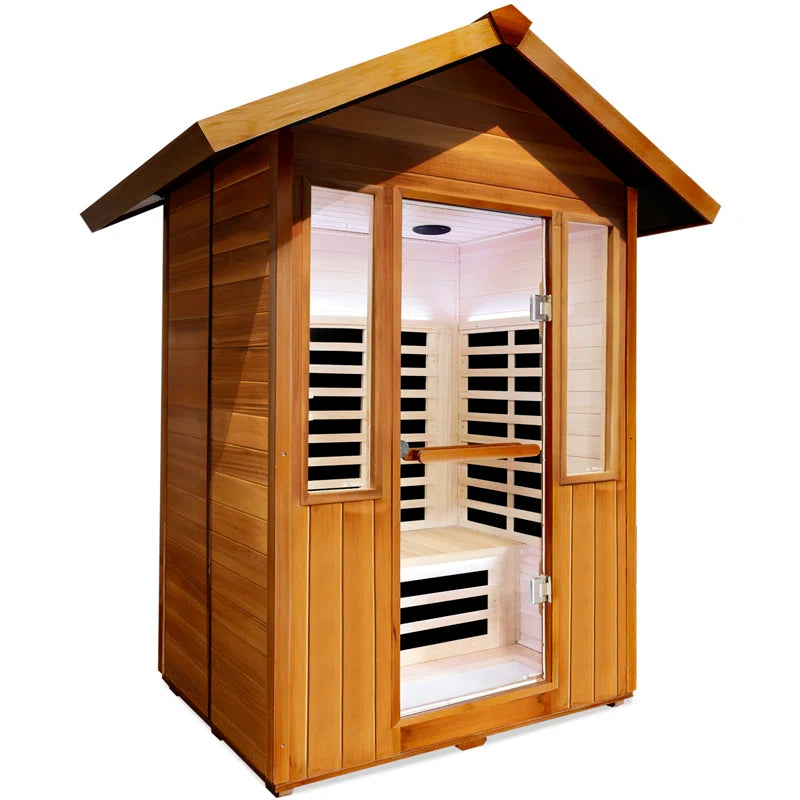 Outdoor Sauna Far Infrared Saunas App Control Red Cedar and Hemlock 1800W Low-Emf for Two Person