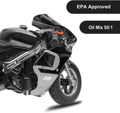 50Cc 2 Stroke Pocket Bike GPB02 - EPA Approved Mini for Kids, Max Weight 165 LB, Streamline Style Gas with Strong Dual Brakes, Racing Rocket Max Speed 20 Mph