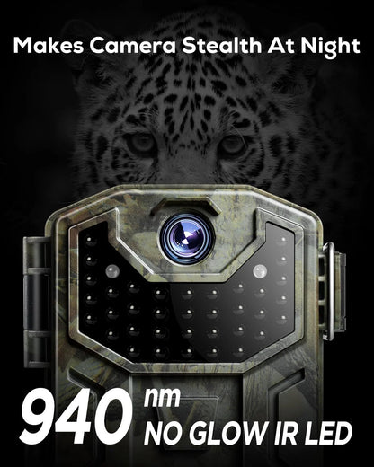 CEYOMUR Trail Camera, 30MP 1080P Hunting Camera with Low Glow IR Leds Night Vision Motion Activated, Video Game Cam with IP66 Waterproof for Wildlife Monitoring