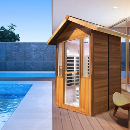 Outdoor Sauna Far Infrared Saunas App Control Red Cedar and Hemlock 1800W Low-Emf for Two Person