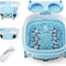 Foot Spa, Foot Bath Massager with Heat, Bubbles, 6 Motorized Shiatsu Rollers, Time & Temperature Settings, Folding Cover, Pedicure Tub Bath, Collapsible 6 in 1 Foot Bath Soak Tub, Blue