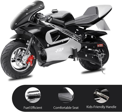 50Cc 2 Stroke Pocket Bike GPB02 - EPA Approved Mini for Kids, Max Weight 165 LB, Streamline Style Gas with Strong Dual Brakes, Racing Rocket Max Speed 20 Mph